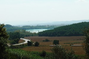 Banyoles looking back over the lake to the town
